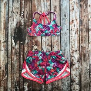 Old Navy Floral Activewear Short Sports Top Outfit Set
